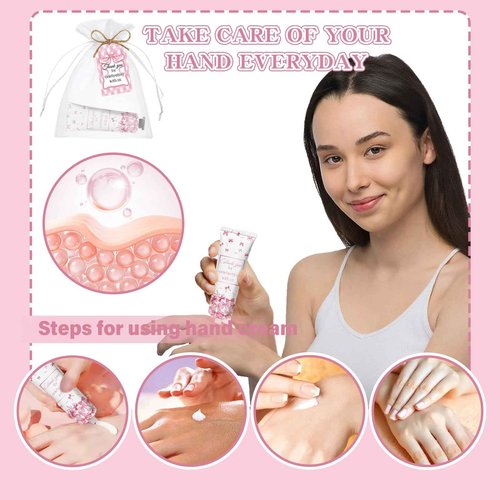 50 Pcs Pink Bow Gifts Hand Cream Bulk for Women,Girls Favors Gifts for Bachelorette Mini Travel Hand Lotion Bulk for Guest Wedding Bridal Engagement Baby Shower Thanksgiving Christmas Party Stuffers