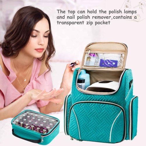 ELCUPA Large Nail Polish Organizer Holds 48 Bottles(15ml - 0.5 fl.oz) with 2 Removable Nail Polish Cases,Nail Organizers and Storage for Nail Tech Suppliers