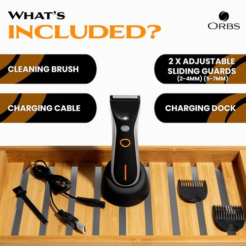 Orbs™ V2 Electric Groin Hair Trimmer for Men w/Two Speeds, Premium Ball & Body Groomer Shaver for Men, Fully Waterproof Mens Trimmer w/Replaceable Ceramic Blade Heads, 90 Min Battery Life