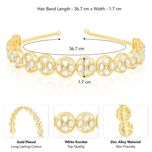 Aheli White Kundan Studded Ethnic Hair Band Fashion Jewellery for Women