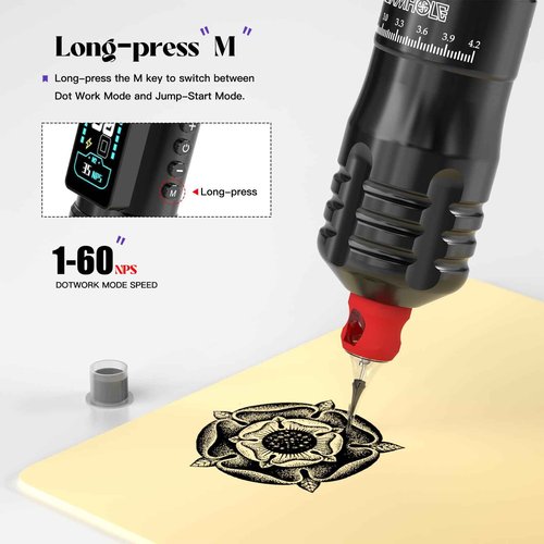 Wormhole Tattoo Gun Kit, Xtreme Tattoo Ink, Aluminum Alloy Wireless Tattoo Machine with 2300mAh Battery Adjustable Tattoo Pen Rotary Gun Kit Complete Professional Tattoo Kit for Artists - Black