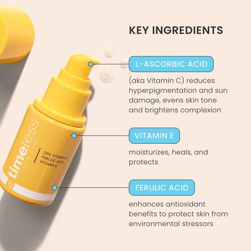 Timeless Skin Care 20% Vitamin C Serum with Vitamin E & Ferulic Acid and Coenzyme Q10 Serum Bundle - 1 oz (Pack of 2)