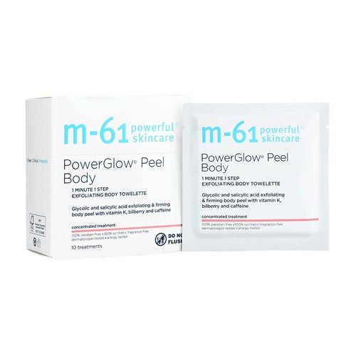 m-61 PowerGlow Peel Body | Exfoliating Body Towelette With Glycolic And Salicylic Acid. 1 Minute, 1 Step - 10 Treatments