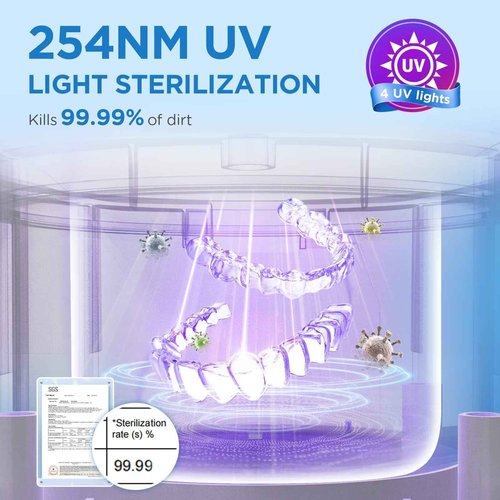 Dental Ultrasonic Retainer Cleaner Machine - Dental Cleaning Pod for Denture, Mouth Guard, Aligner, Night Guard, Braces, Toothbrush Heads, Jewelry, 45kHz Retainer Cleaner with Digital Timer & 200ML