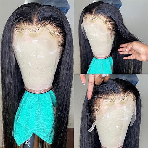 Aliglossy Brazilian Transparent Lace Front Wigs Human Hair 13x4 Straight Wigs Human Hair for Women Pre Plucked with Baby Hair Natural Hairline Wear & Go Glueless Lace Wig 180% Density 24 Inch 10A