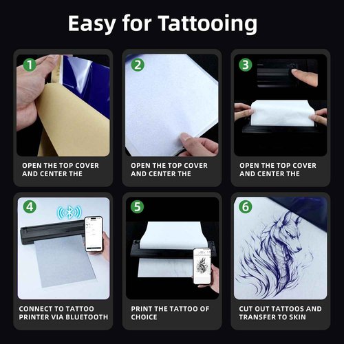 2025 New Tattoo Stencil Printer - Wireless Bluetooth Thermal Tattoo Transfer Machine, Includes 10pcs Transfer Paper, Portable Tattoo Printer for Beginners & Pros, Works with iPhone/Android/iPad