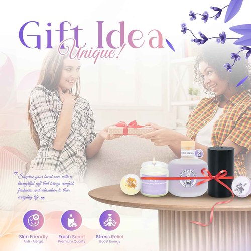 Complete Gift Box for Women Includes Bath Bombs, Candle, Reed Diffuser & Waterless Diffuser Relaxing Self Care Package Spa Gift Basket for Mom, Wife, Sister, Friend Birthday Anniversary, Holidays