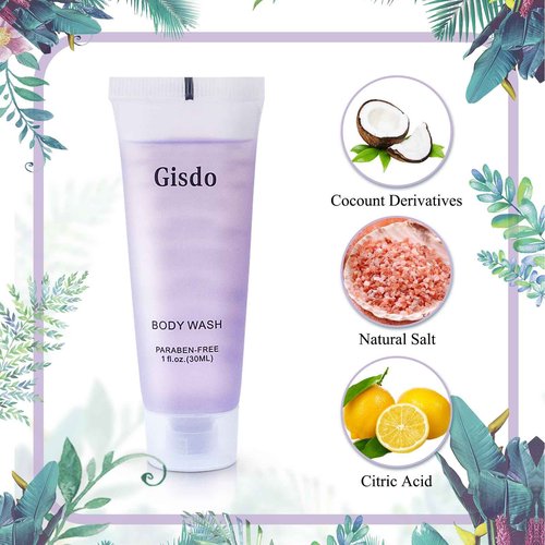 Gisdo Travel Size Body Wash Bulk (1 fl oz, 200 Pack), Refreshing Hotel Body Wash, Mini and Small Size Guest Hotel Toiletries in Bulk