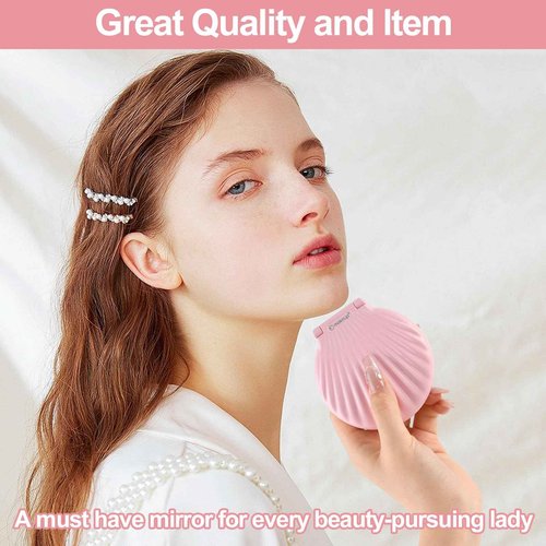 Makefango Compact Makeup Mirror with Lights - 3.5" Portable, 2-Sided, Lightweight & Shatterproof, Folding Magnifying Mirror 2X/10X, for Women