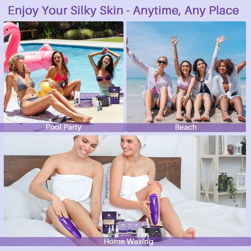 BLITZWAX Brazilian and Bikini Waxing Kit With 2.6lb Lavender and Cream Wax Beads, Hard Wax Warmer for Face, Legs and Body, At Home Hair Removal Kit, Beginner Friendly, Digital Fast Heating