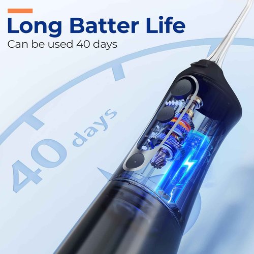 Bitvae Water Dental Flosser Bundle, Cordless Water Teeth Cleaner Picks for Travel with, USB Rechargeable Oral Irrigator with 3 Modes 5 intensities, Black & Black