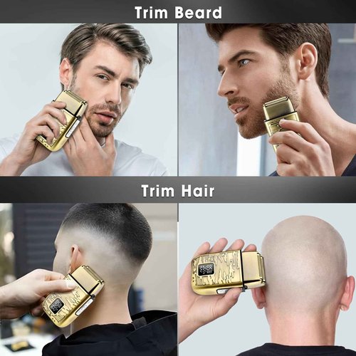 Dumite Electric Shavers for Men,3-Speeds Electric Razor,Head Shavers for Bald Men,Double Foil Beard Trimmer,Barber Supplies Waterproof Shaver, Gifts (Bronze-1)