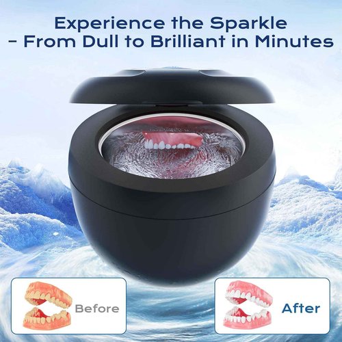 Ultrasonic Retainer Cleaner(2025 Upgraded), 45kHz Cleaning Machine for Dentures, Mouth Guards, Braces, Toothbrush & Jewelry, 200ML Denture Cleaner with 4 Modes for Dental Care