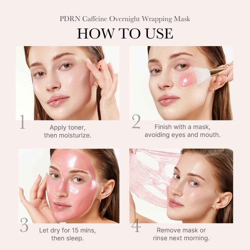 medicube Korean Overnight Glow Mask Trio:PDRN Caffeine & Collagen & Kojic Acid Turmeric Overnight Wrapping Peel Off Facial Mask and Jelly Brush