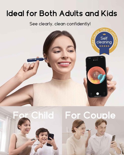 Bebird Earsight Plus R37R Ear Cleaning Camera Wax Removal Tool kit, Flexible Ear Scope Otoscope Camera Light, Visual Ear Picker Wireless Earwax Remover Tweezers for Adults & Kids