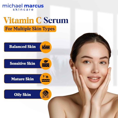 Michael Marcus Hydromarine™ Vitamin C Face Serum PLUS with Hyaluronic Acid & Triple Peptides - Reduce Dark Spots, Anti-Wrinkle, Anti-Aging, & Skin Brightening Vitamin C Serum - (30ml, 1 fl. oz)