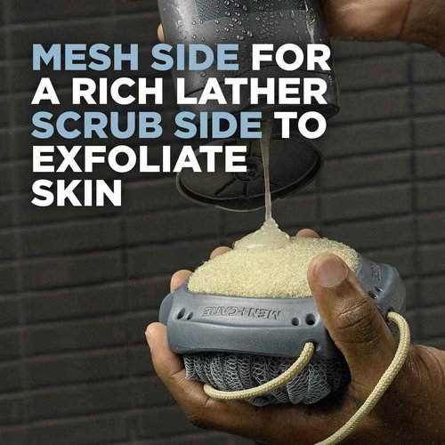 DOVE MEN + CARE Shower Tool for Stronger Skin - Active Clean Scrubs and Exfoliates, 4 Pack & Body & Face Wash