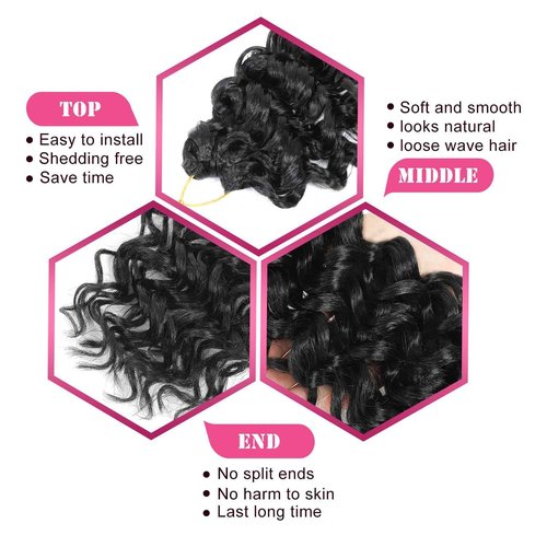 Gogo Curl Short Curly Crochet Hair - Beach Curl & Deep Wave - Water Wave Braids Synthetic Hair Extensions (10 Inch 7 Packs 1B)