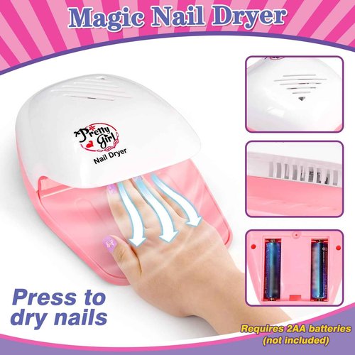 B Bascolor Kids Foot Spa & Nail Kit Set, Kids Spa Day Kit for Girls, Massage Foot Soak Tub and Nail Dryer, Manicure Pedicure Art Salon Girl Gift for 5-12, Christmas Birthday Gifts