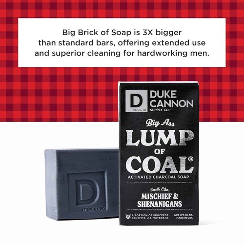 Duke Cannon Lump of Coal Holiday Soap – Charcoal, Bergamot & Black Pepper – 10oz XL - Paraben-Free - Hydrating,10oz Bar - Triple Milled - Perfect for Mens Gift - 3 Pack
