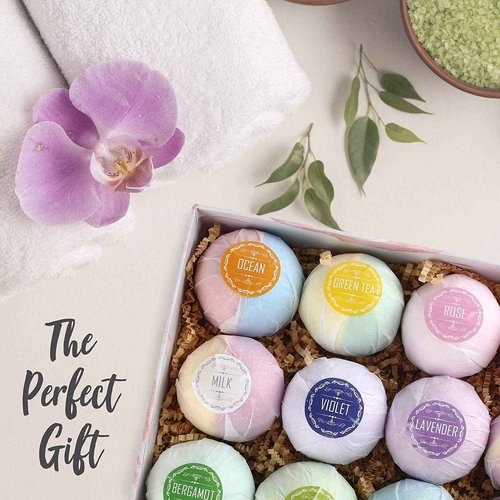 LotFancy Bath Bombs for Women, 12PCS Natural Bath Bombs, Shea Butter, Rich in Essential Oil. Fizzy SPA Bath Bombs Valentines Day Gifts for Wife, Girlfriend, Mother’s Day, Birthday, Christmas Gift