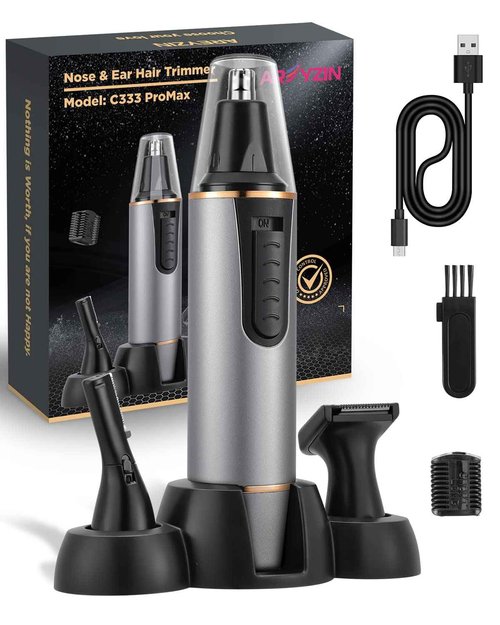 AREYZIN Nose Hair Trimmer for Men 2024 Professional Painless Rechargeable Nose Trimmer for Men and Women, Eyebrow Facial Hair Trimmer, Powerful Motor, IPX7 Waterproof, Dual Edge Blades