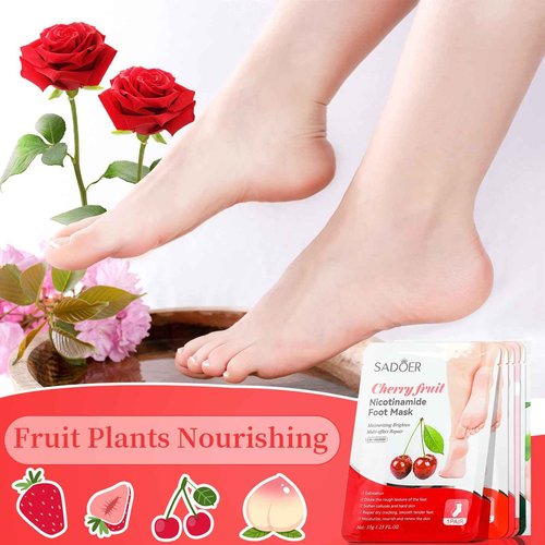 Swiffen 48 Pcs Fruits Foot Mask Bulk Hydrating Moisturizing Socks Feet Peeling Mask for Dry Cracked Aloe Foot Care for Spa Day Kit Beauty Relaxation Gift for Women