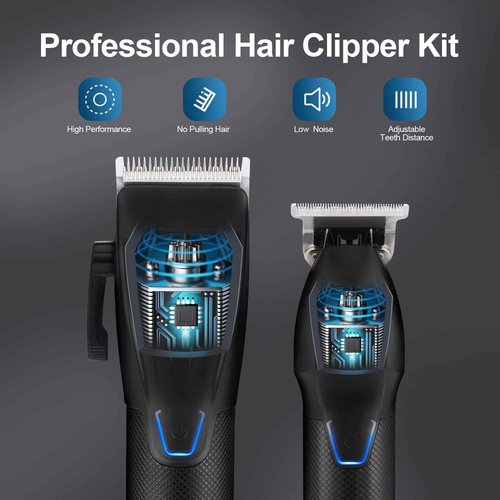 Dumite Professional Hair Clippers Trimmer Kit,Cordless Hair Clippers for Men,Barber Fading Clipper and Zero Gap T-Blade Trimmer Set with LED Display for Mens Gifts (Black)