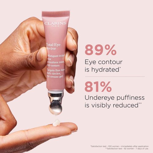 Clarins Total Eye Revive | Anti-Aging Cream-Gel Eye Treatment | Visibly Smoothes Fine Lines | Targets Dark Circles, Puffiness and Signs Of Fatigue | Brightening | Cooling Metal Applicator | 0.5 Oz