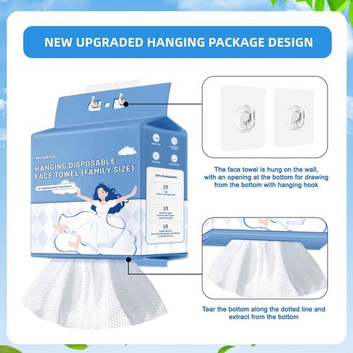130 Count Disposable Face Towel, Clean Facial Wash Cloth Ultra Soft & Thick Cloth for Sensitive and All Skin Types for Skin Care Make-up Wipes Face Wipes and Facial Cleansing (6 packs)