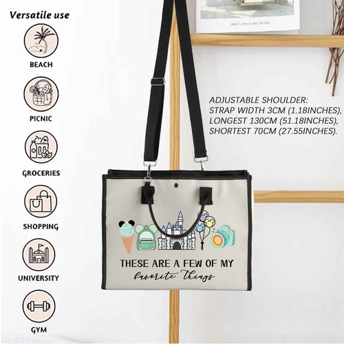 Vacation Trip Gift Fairytale Fans Tote Bag Mouse Family Trip Snacks Makeup Bag Magic Kingd*m Gift Mouse Ice Cream Handbag (F-things Mouse LT)