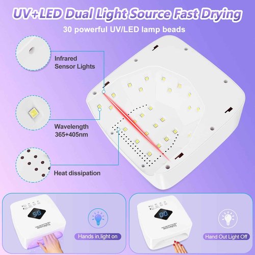 Cordless Rechargeable UV LED Nail Lamp,LKE 86W UV Light for Gel Nails UV Nail Light Nail Dryer with 3Timer Setting Display Auto Sensor Professional Quick Dry Gel Polish (S10)