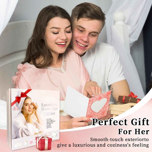My Novel Things Birthday Gifts For Women, Bathrobe Set With Silky Satin Sleep Mask, Spa Robe and Slippers set, Scented Candle Self Care 7 Pack Set Suitable For Christmas Thanksgiven Day Red