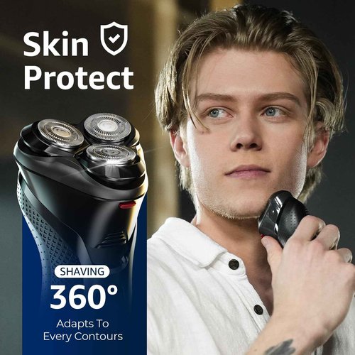 rategist Cordless Electric Razor for Men: 3-in-1 Shaver for Beard/Nose/Sideburns - IPX7 Waterproof Travel Kit