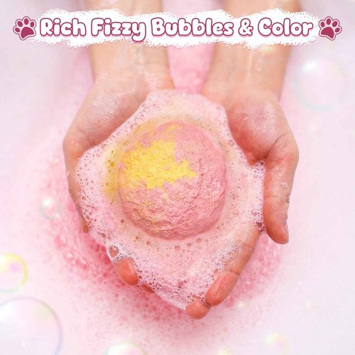 Toylink Bath Bombs for Kids with Surprise Inside for Girls Boys, 12 Pack Kids Bath Bombs with Dog & Cat Toys Pretend Playset Handmade Bubble Bath Fizzies Birthday Christmas Gift Set