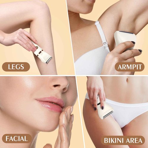 Ufree Bikini Trimmer Electric Razors for Women, Rechargeable Pubic Hair Trimmer Electric Shaver for Legs Body Hair, Bikini Shaver IPX7 Waterproof, White