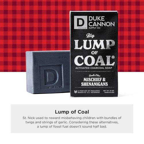 Duke Cannon Lump of Coal Holiday Soap – Charcoal, Bergamot & Black Pepper – 10oz XL - Paraben-Free - Hydrating,10oz Bar - Triple Milled - Perfect for Mens Gift - 3 Pack