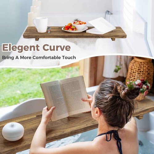 Premium Bathtub Tray, Large & Thick Bath Tub Tray, Solid Acacia Wood Bath Tray for Tub, Bathtub Tray Caddy with Adjustable Legs, Anti-Tipping, Bathtub Accessories, Fits Most Bath Tubs, Idea for Women