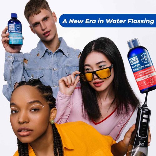 Concentrated Water flosser Rinse & mouthwash Teeth WHITENING | Add to Water Flossers| Fruit Flavor | 2 Pack = 33.8 fl.oz | Peroxide Free. Made in USA