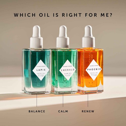 HERBIVORE Lapis Balancing Facial Oil with Blue Tansy + Squalane, Safe for Acne-Prone Skin | Helps Soothe Redness + Balance Oil Production, Lightweight, Non-Comedogenic, Plant-Based, 30 mL / 1 oz