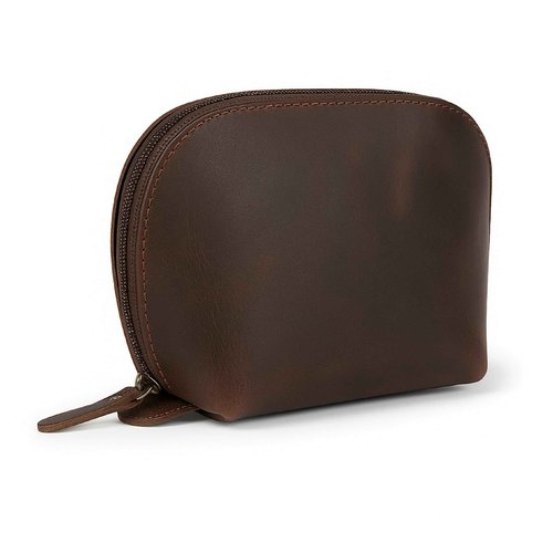 TheAntiq Leather Cosmetic Bags Make Up Bags for Women - Handmade Makeup Case Small Makeup Bags Jewelry Coin Pouch, Toiletry Bag for Men, Travel Cosmetic Pouch For Purse Brown