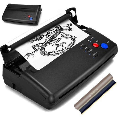 CORIEOSD Tattoo Transfer Stencil Machine with 20 Thermal Tattoo Kit Copier Printer Tattoo Transfer Stencil Paper Tattoo Stencil Printer Machine for Tattoos Black Version