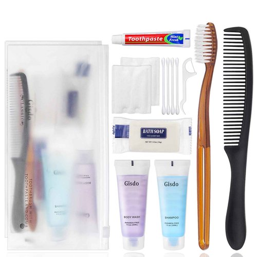 Gisdo 50-Pack Toiletry Kits - Personal Hygiene & Travel Kit for Men, Women & Charity - Disposable, Bulk Homeless Care Package Supplies