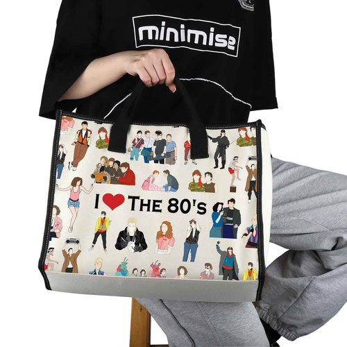G2TUP Movies Inspired Gift I Love The 80's Tote Bag 80’s Movies Lover Fan Handbag Movies Merchandise 80’s Gift (I Love The 80's TT)