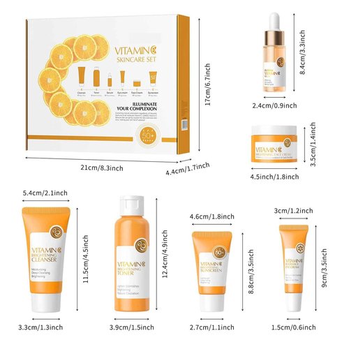 Vitamin C Skin Care Set, Beauty Skincare Set For Women - Complete Skin Care Coreano Kit, Birthday Gifts Set For Teens, 6 In 1 Skin Care Routine Kit For Women, Facial Kit Skincare Gift Set