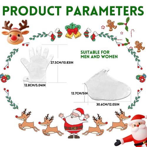 Foot Mask Hand Mask Christmas Gifts Hydrating Moisturizing 12 Packs Gloves & Socks Intensive Repairing Masks Peeling Mask for Women Dry Cracked Set Coconut Oil Tea Tree Extract Elitzia ETXJ2409