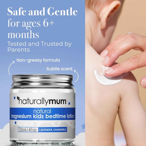 NaturallyMum Magnesium Body Lotion Bundle for Mum and Kids | Support for Sleep, Heart, Bone, Nerve, Gut and Muscle Health | Adult Lavender | Kids Lavender & Chamomile | 2 x 4 fl oz