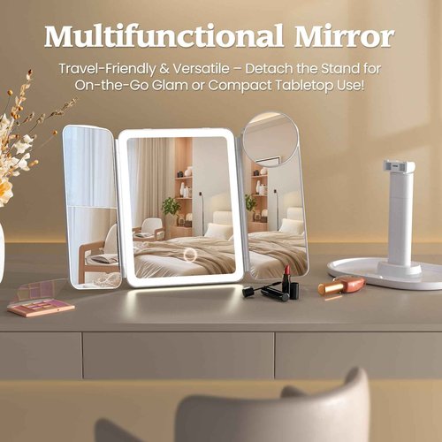 Lupow Makeup Mirror Vanity Mirror with 3 Lighting and Adjustable Brightness,Detachable Height-Adjustable Dresser Mount,2X,3X,10X Magnification,Suitable for Bathrooms,Vanity,Ideal Gifts for Women
