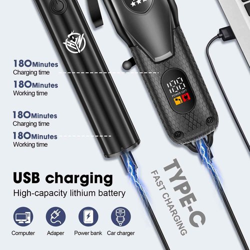 HIENA PRO Professional Hair Clippers Set for Men,Cordless Rechargeable Clippers Set and Trimmers Kit, Haircut Clipper Set for Barbers with LED Display, Gifts for Men