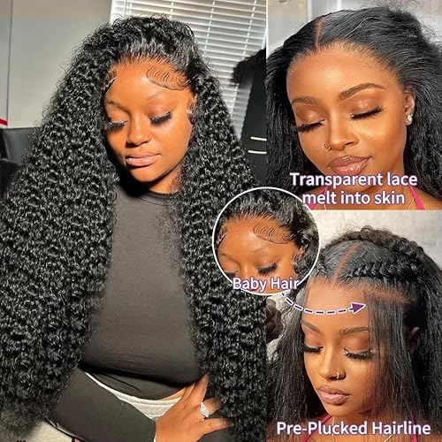 13x6 HD Transparent Swiss Lace Deep Wave Lace Front Wigs Human Hair 200% Density Deep Curly Human Hair Wig 20 Inch
